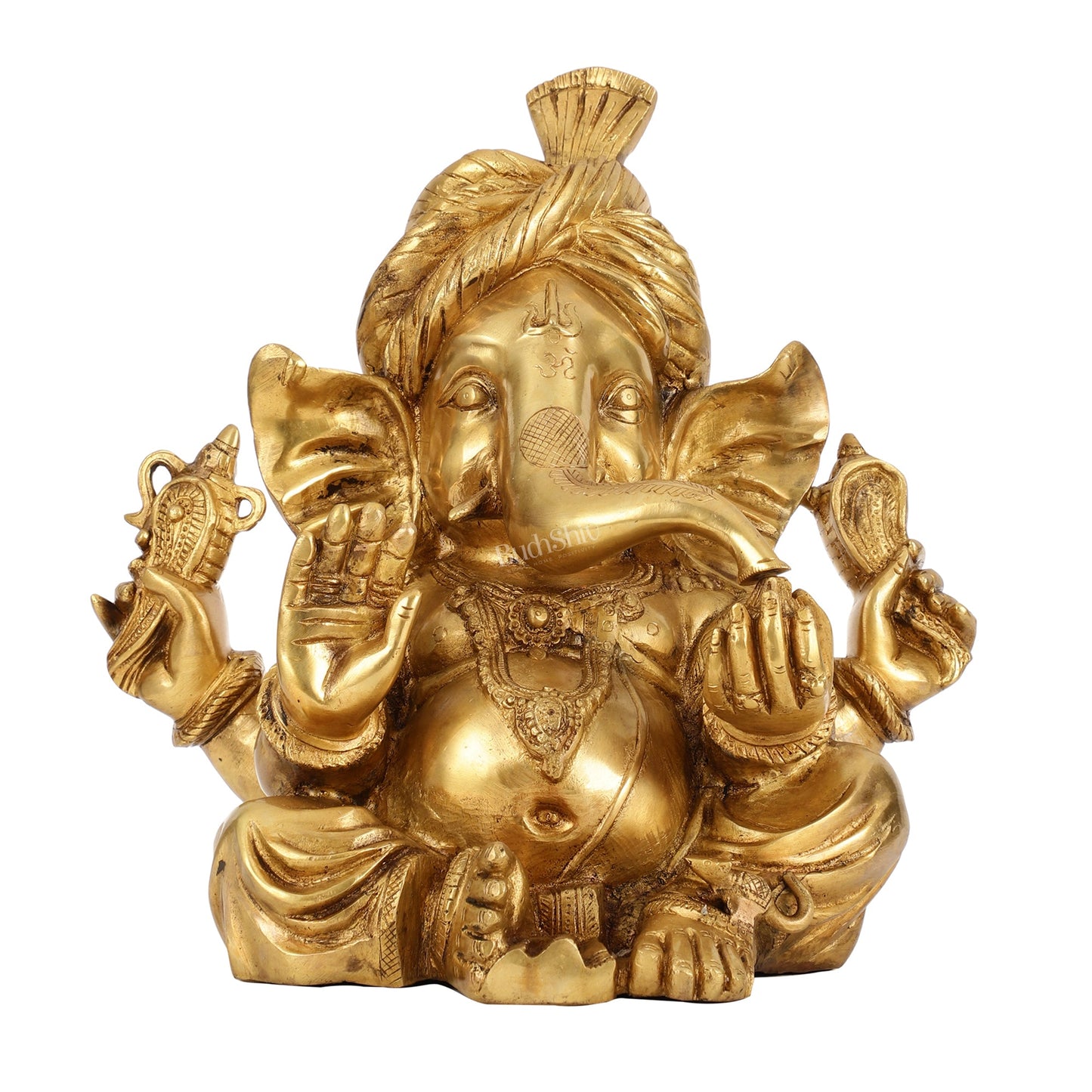 Brass Pagadi Ganesha idol 14" - Budhshiv.com