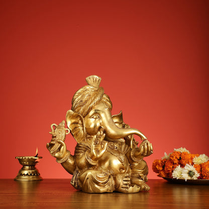 Brass Pagadi Ganesha idol 14" - Budhshiv.com