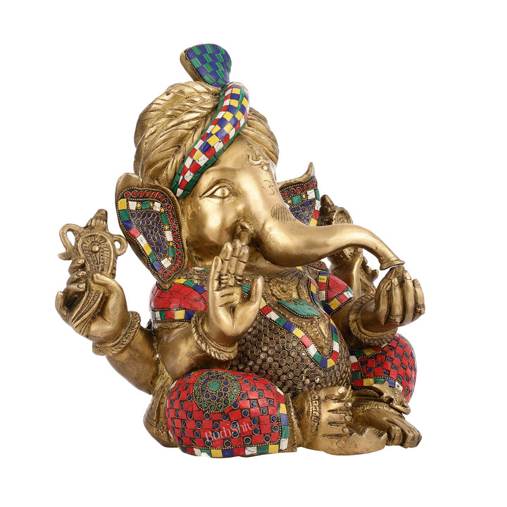 Brass Pagadi Ganesha idol 14" - Budhshiv.com