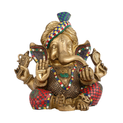 Brass Pagadi Ganesha idol 14" - Budhshiv.com