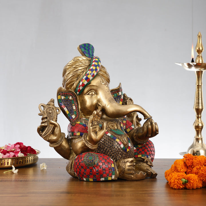 Brass Pagadi Ganesha idol 14" - Budhshiv.com