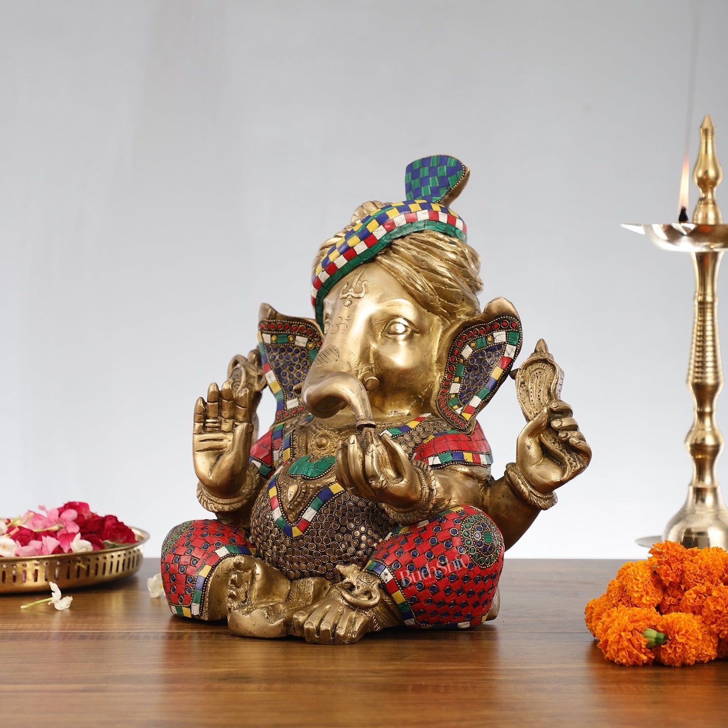 Brass Pagadi Ganesha idol 14" - Budhshiv.com