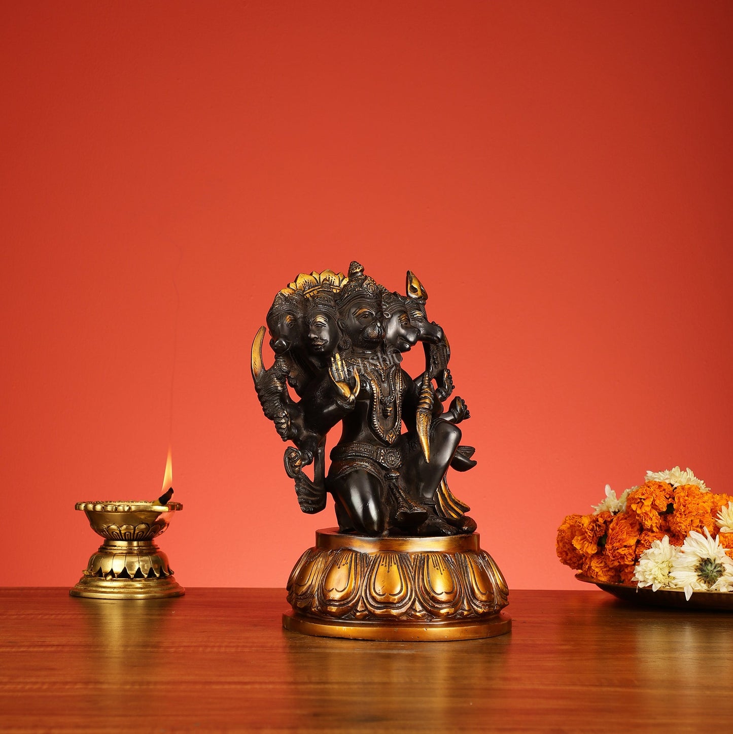 Brass Panchmukhi Hanuman 13" - Budhshiv.com