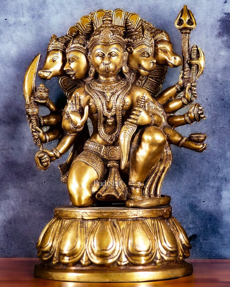 Brass Panchmukhi Hanuman 13" - Budhshiv.com