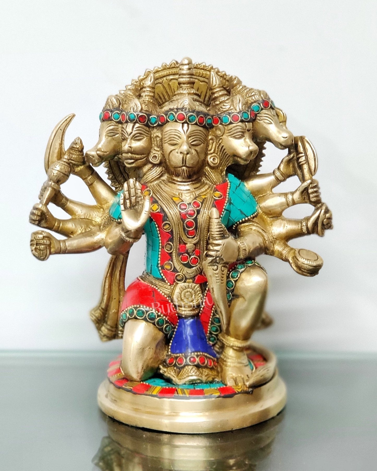 Brass Panchmukhi Hanuman 8.5" - Budhshiv.com