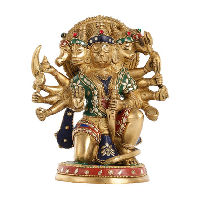 Brass Panchmukhi Hanuman 8.5" - Budhshiv.com