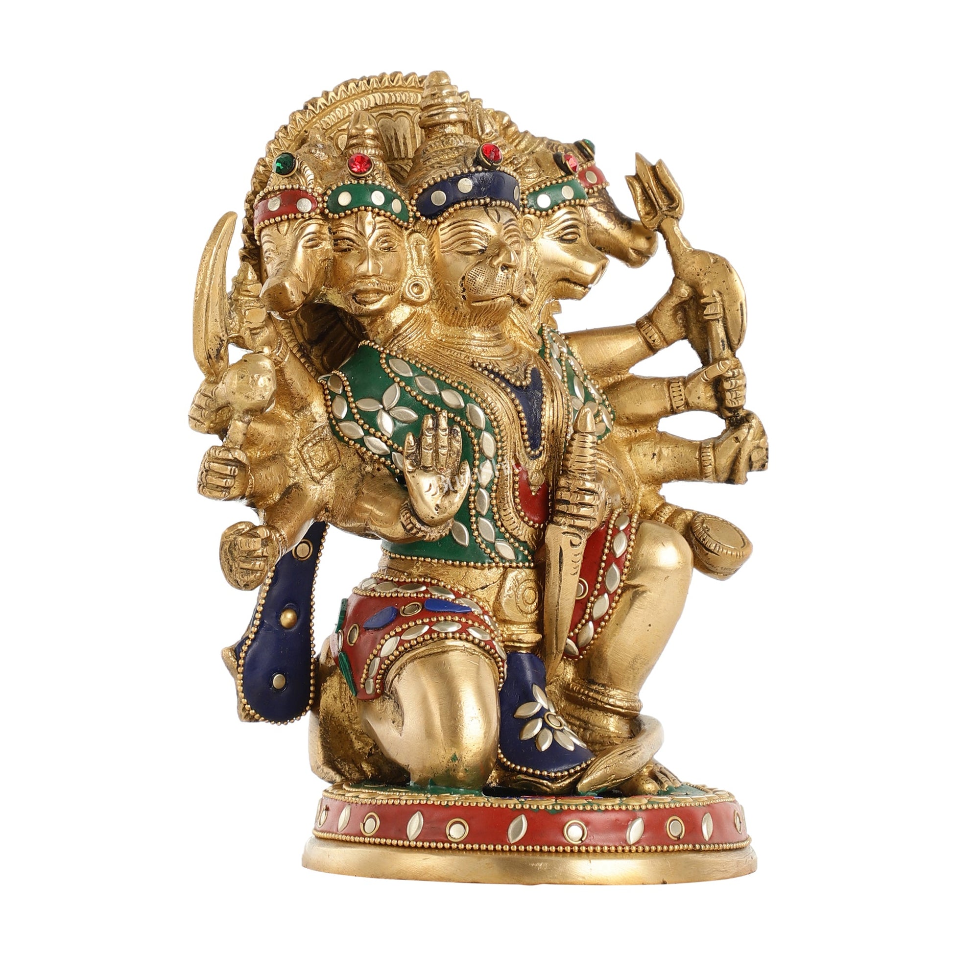 Brass Panchmukhi Hanuman 8.5" - Budhshiv.com