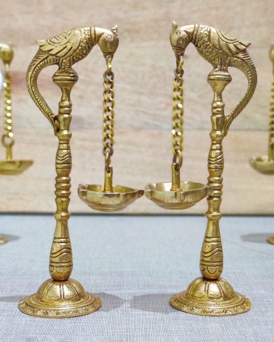 Brass Parrot lamps 7" - Budhshiv.com