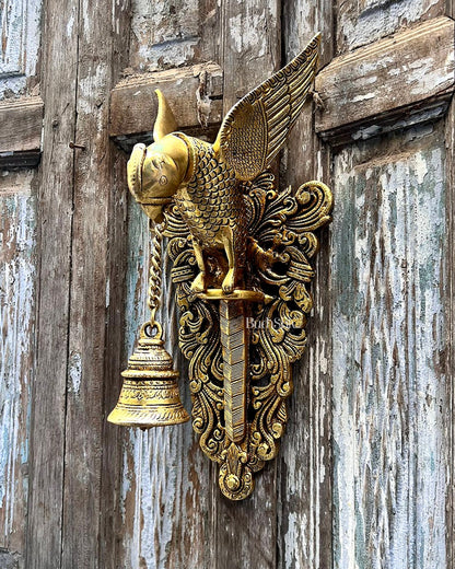 Brass Parrot Wall Hanging Bell - 10 inch - Budhshiv.com