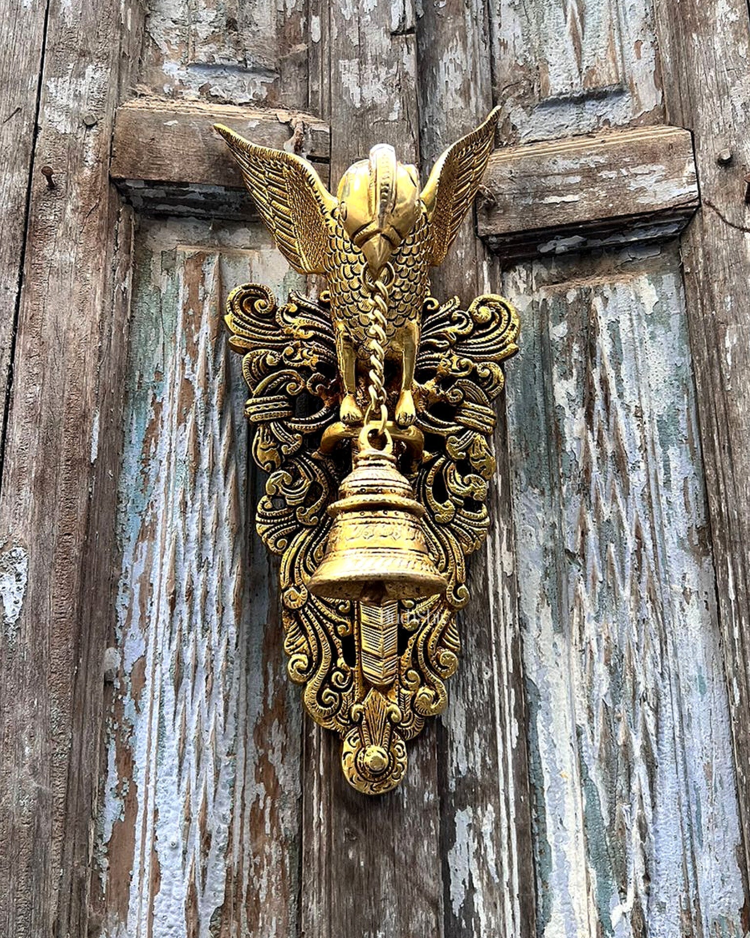 Brass Parrot Wall Hanging Bell - 10 inch - Budhshiv.com