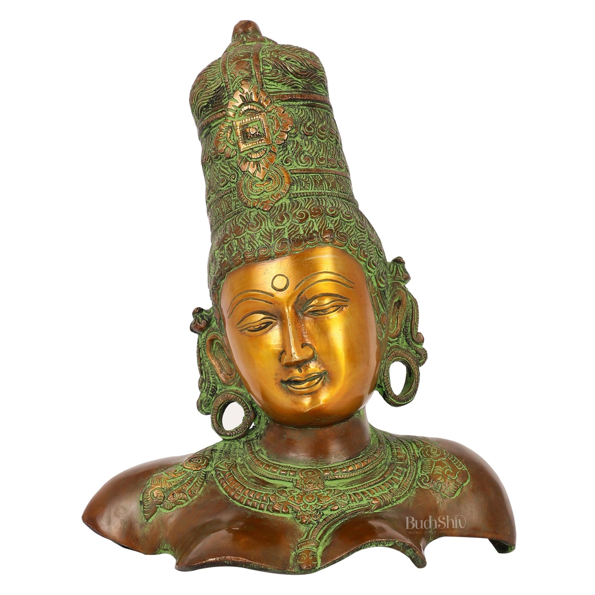 Brass Parvati Bust table accent 12" - Budhshiv.com