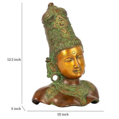 Brass Parvati Bust table accent 12" - Budhshiv.com