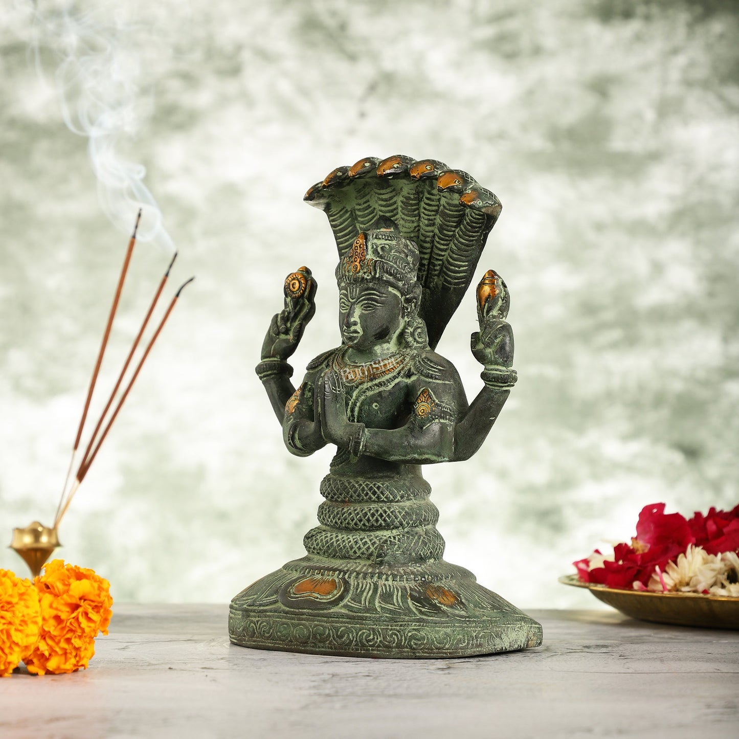 Brass Patanjali Idol | 9" Height | Spiritual Serenity antique - Budhshiv.com