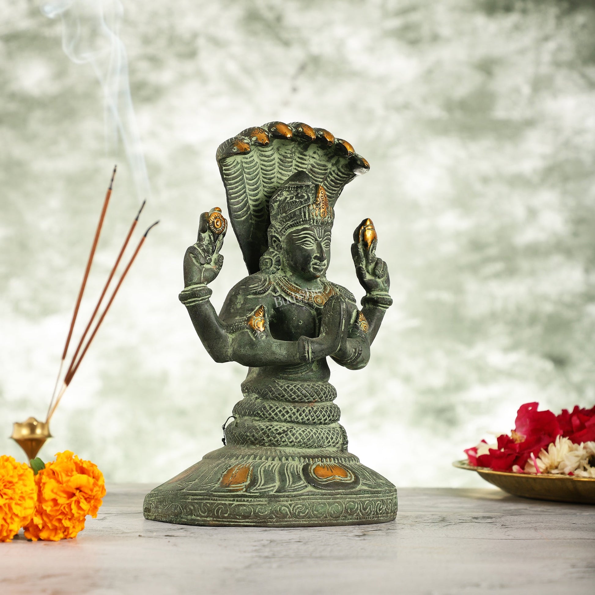 Brass Patanjali Idol | 9" Height | Spiritual Serenity antique - Budhshiv.com