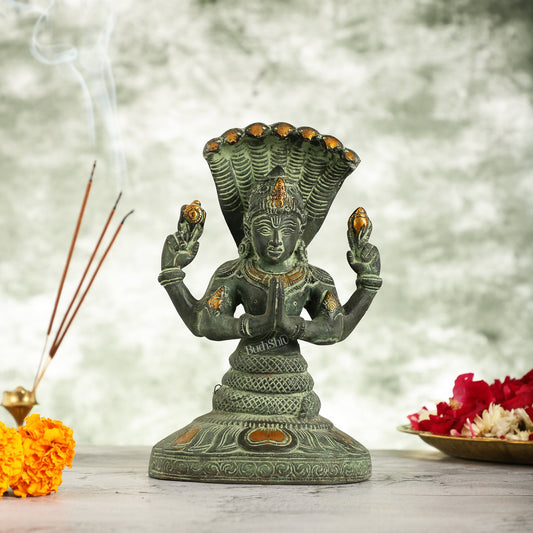 Brass Patanjali Idol | 9" Height | Spiritual Serenity antique - Budhshiv.com