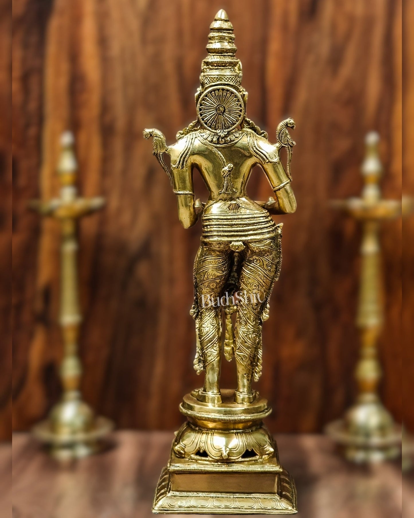 Brass Pavaai Villaku Lamp | Traditional Indian Lamp | Deep Lakshmi 32" - Budhshiv.com