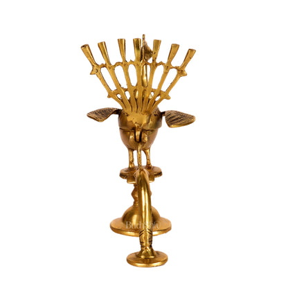 Brass peacock dhoop burner/ dhoop daani burner 8" - Budhshiv.com