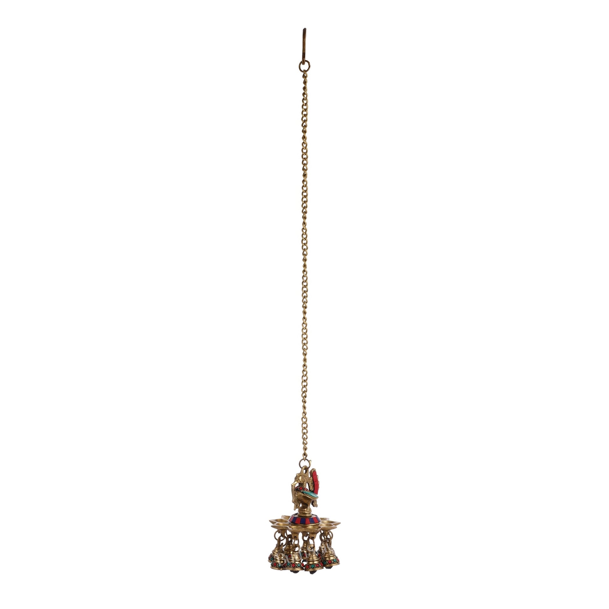Brass peacock Hanging lamp 20" - Budhshiv.com