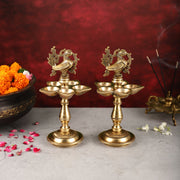 Brass Peacock Oil Lamp 8" - Budhshiv.com