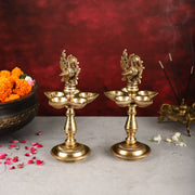 Brass Peacock Oil Lamp 8" - Budhshiv.com