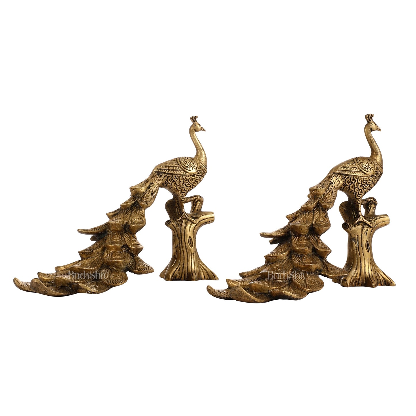 Brass peacock showpiece 12 inch - Budhshiv.com