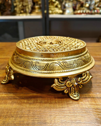 Brass Pooja Chowki aasan for idols - 7x7 inch - Budhshiv.com