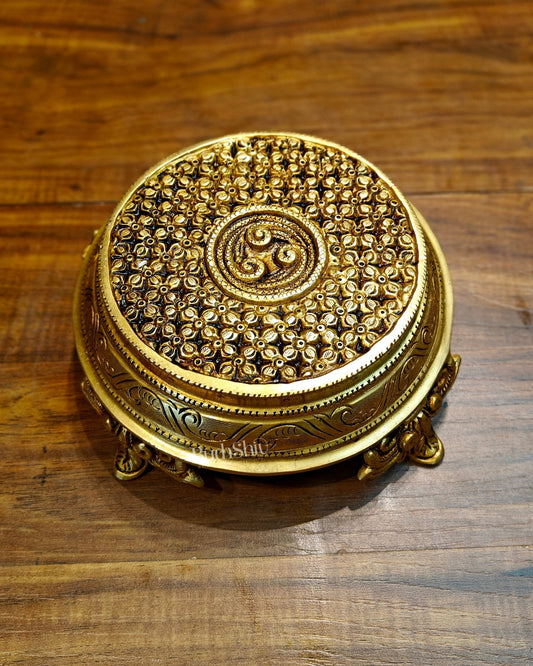 Brass Pooja Chowki aasan for idols - 7x7 inch - Budhshiv.com