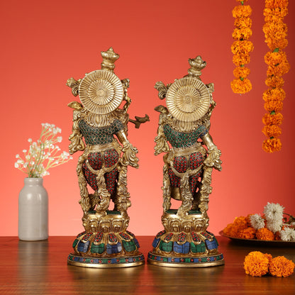 Brass Radha Krishna Idols - 15 Inch - Budhshiv.com