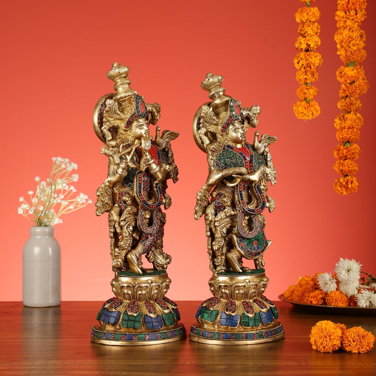 Brass Radha Krishna Idols - 15 Inch - Budhshiv.com