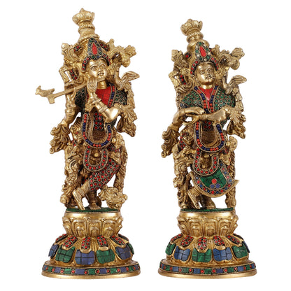 Brass Radha Krishna Idols - 15 Inch - Budhshiv.com