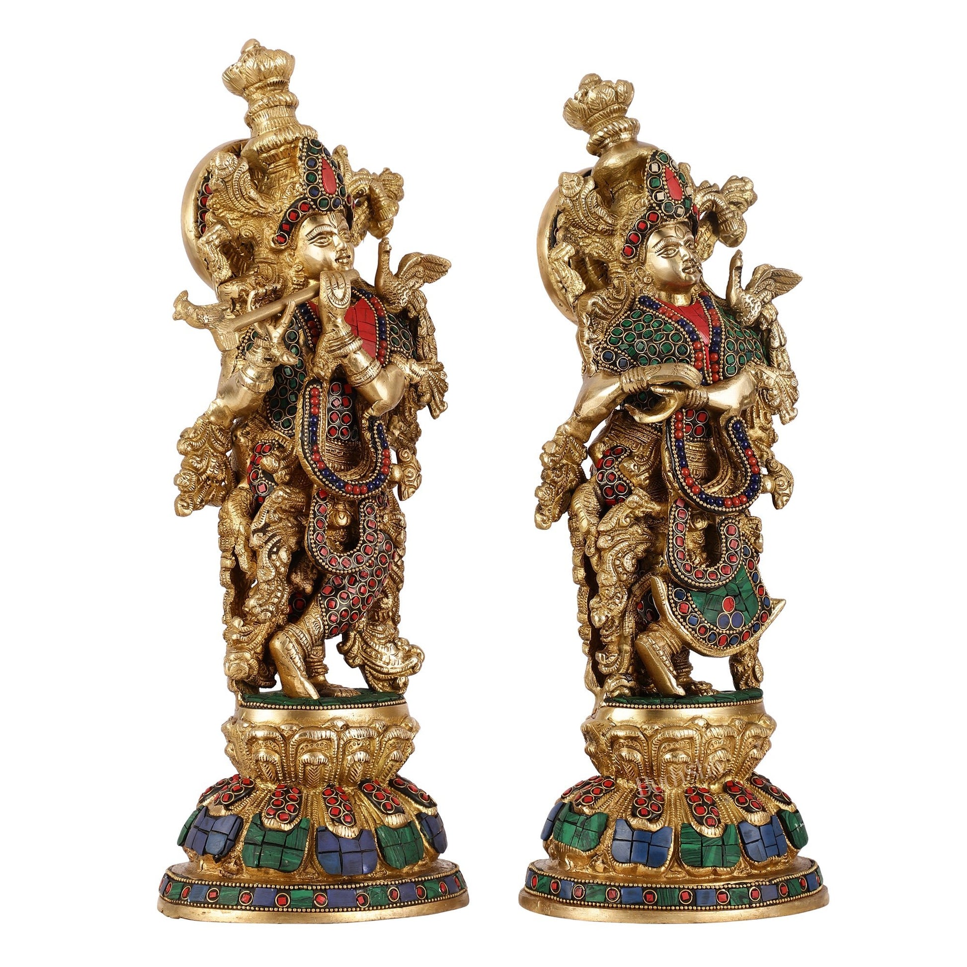 Brass Radha Krishna Idols - 15 Inch - Budhshiv.com