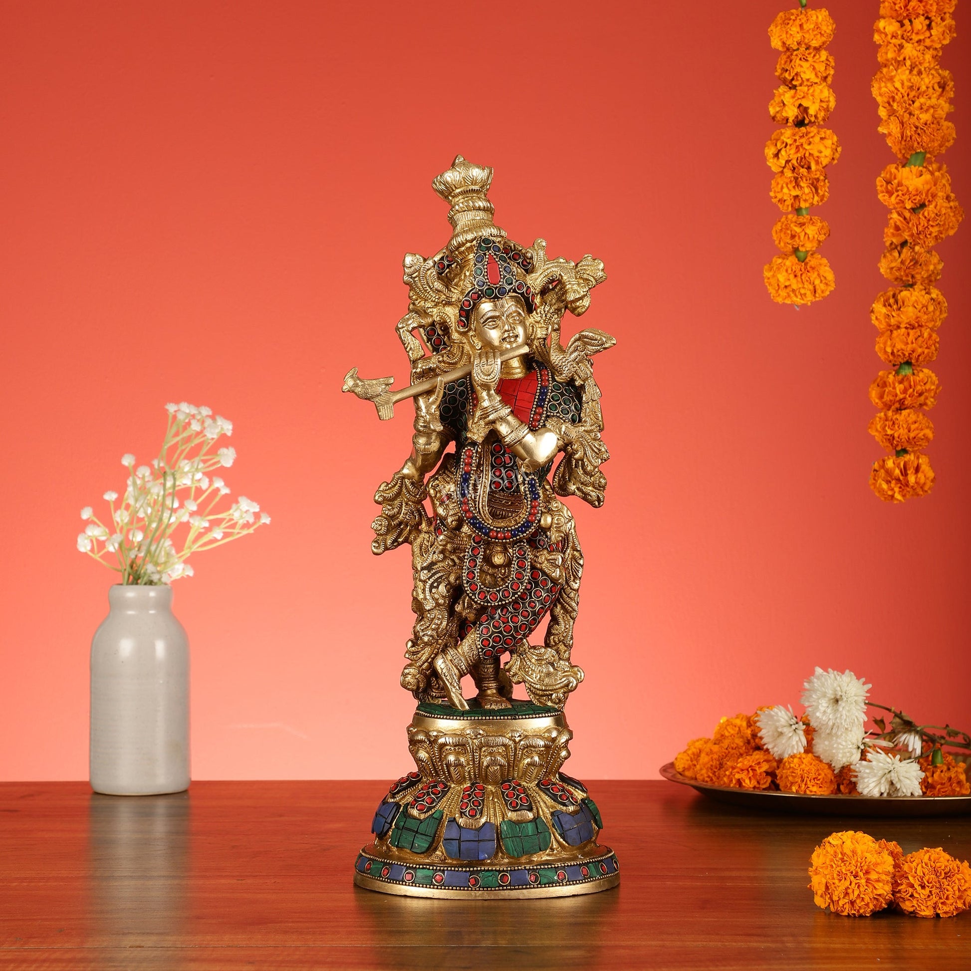 Brass Radha Krishna Idols - 15 Inch - Budhshiv.com