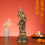 Brass Radha Krishna Idols - 15 Inch - Budhshiv.com