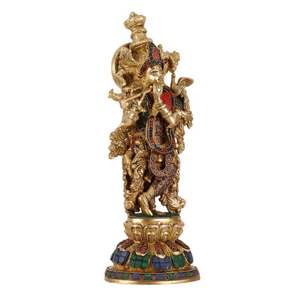 Brass Radha Krishna Idols - 15 Inch - Budhshiv.com