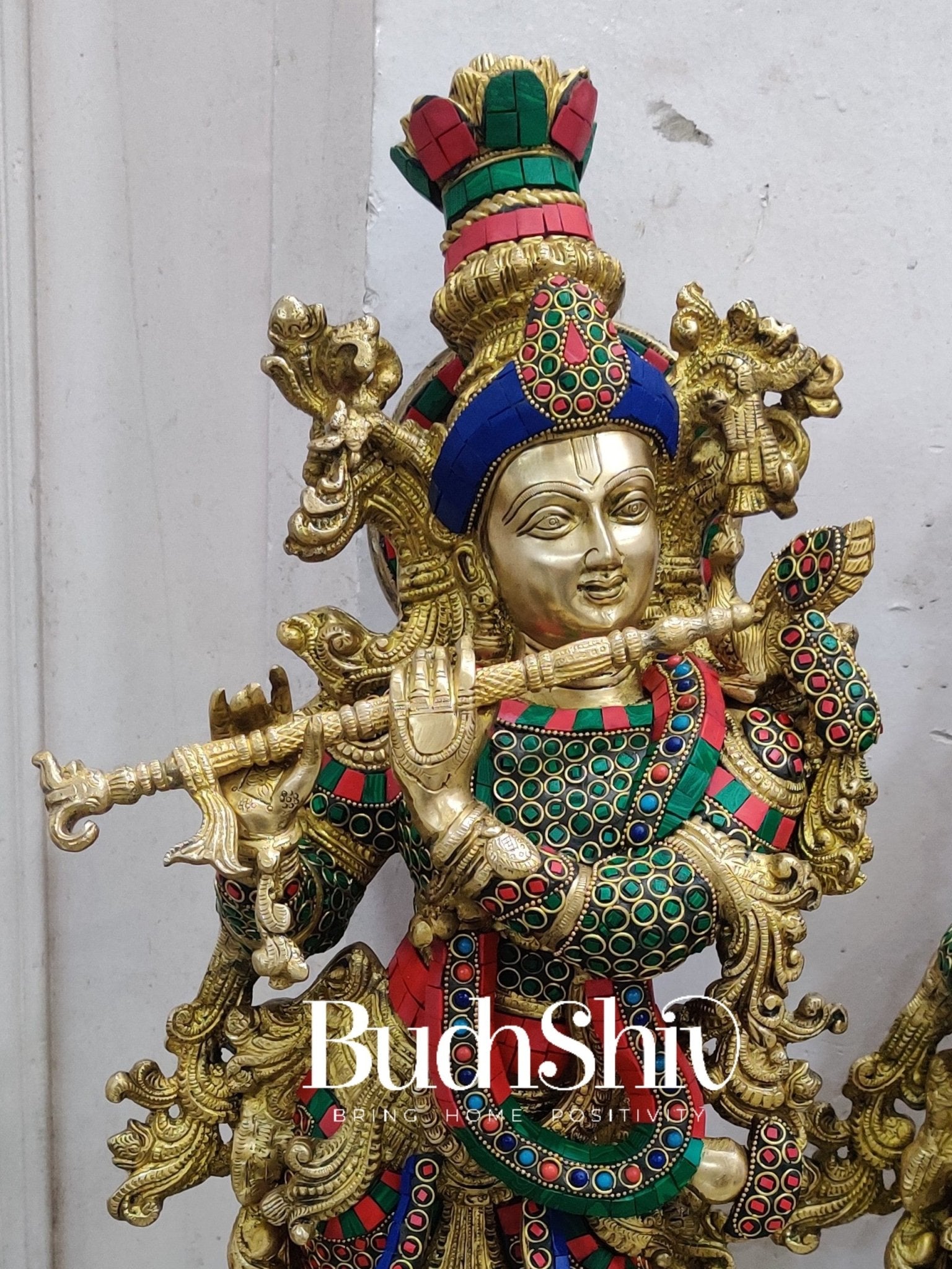 Brass Radha Krishna Idols 29 inch - Budhshiv.com