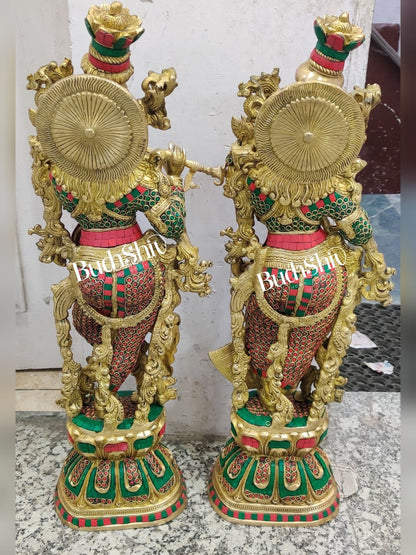 Brass Radha Krishna Idols 29 inch - Budhshiv.com