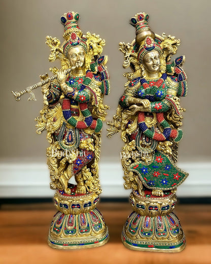 Brass Radha Krishna Idols 29 inch - Budhshiv.com