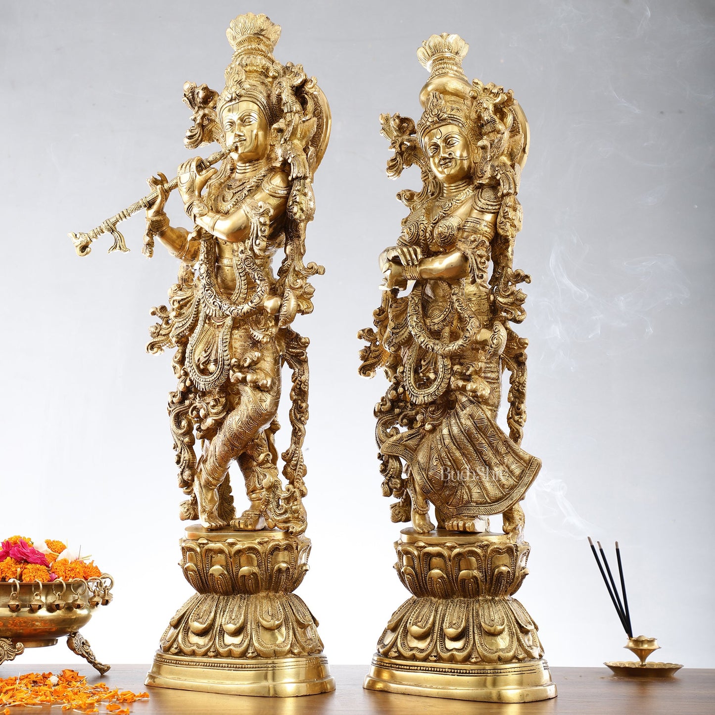 Brass Radha Krishna Idols 29 inch - Budhshiv.com