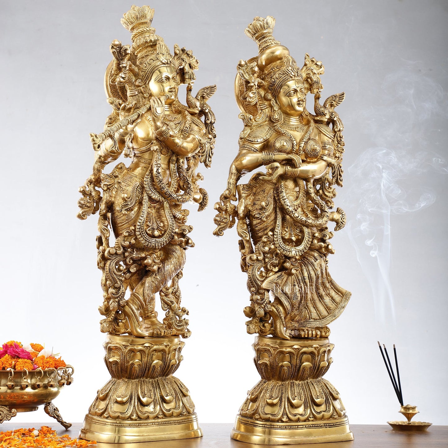 Brass Radha Krishna Idols 29 inch - Budhshiv.com