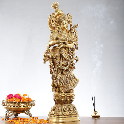 Brass Radha Krishna Idols 29 inch - Budhshiv.com