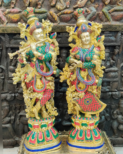 Brass Radha krishna idols 30 inch - Budhshiv.com