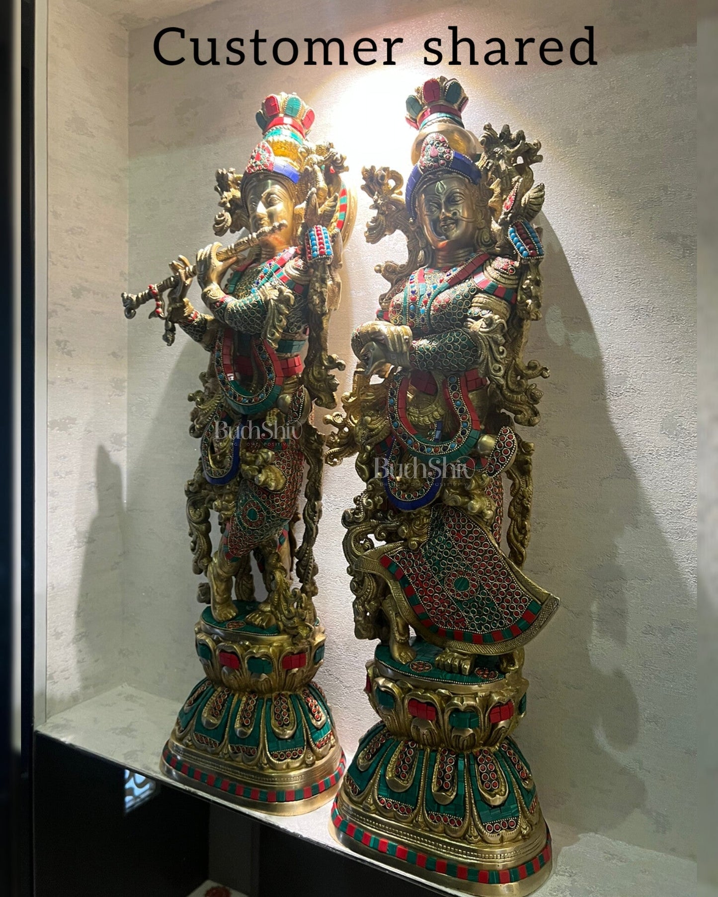 Brass Radha Krishna Idols large 30 inch statues - Budhshiv.com