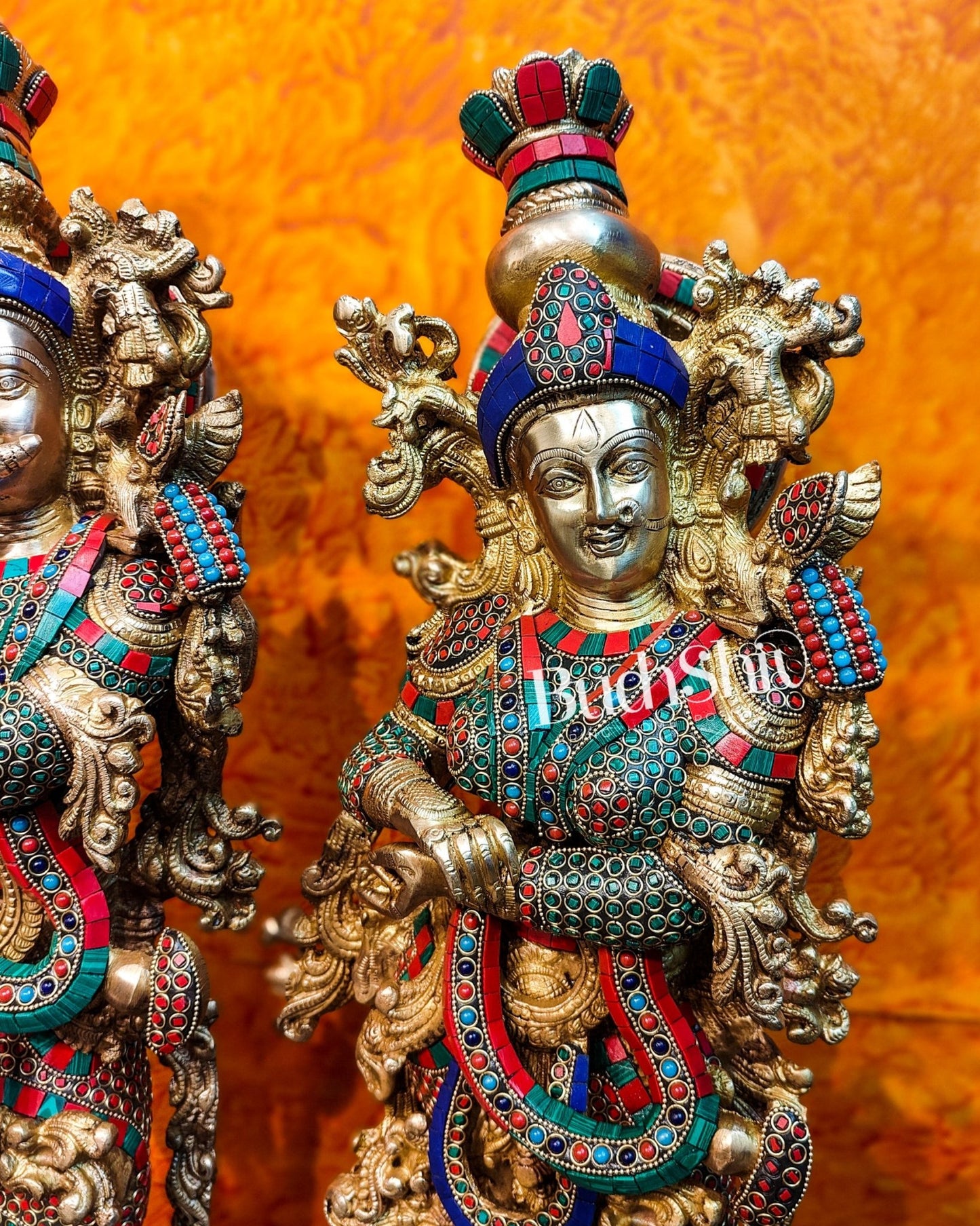 Brass Radha Krishna Idols large 30 inch statues - Budhshiv.com