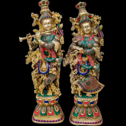Brass Radha Krishna Idols large 30 inch - Budhshiv.com