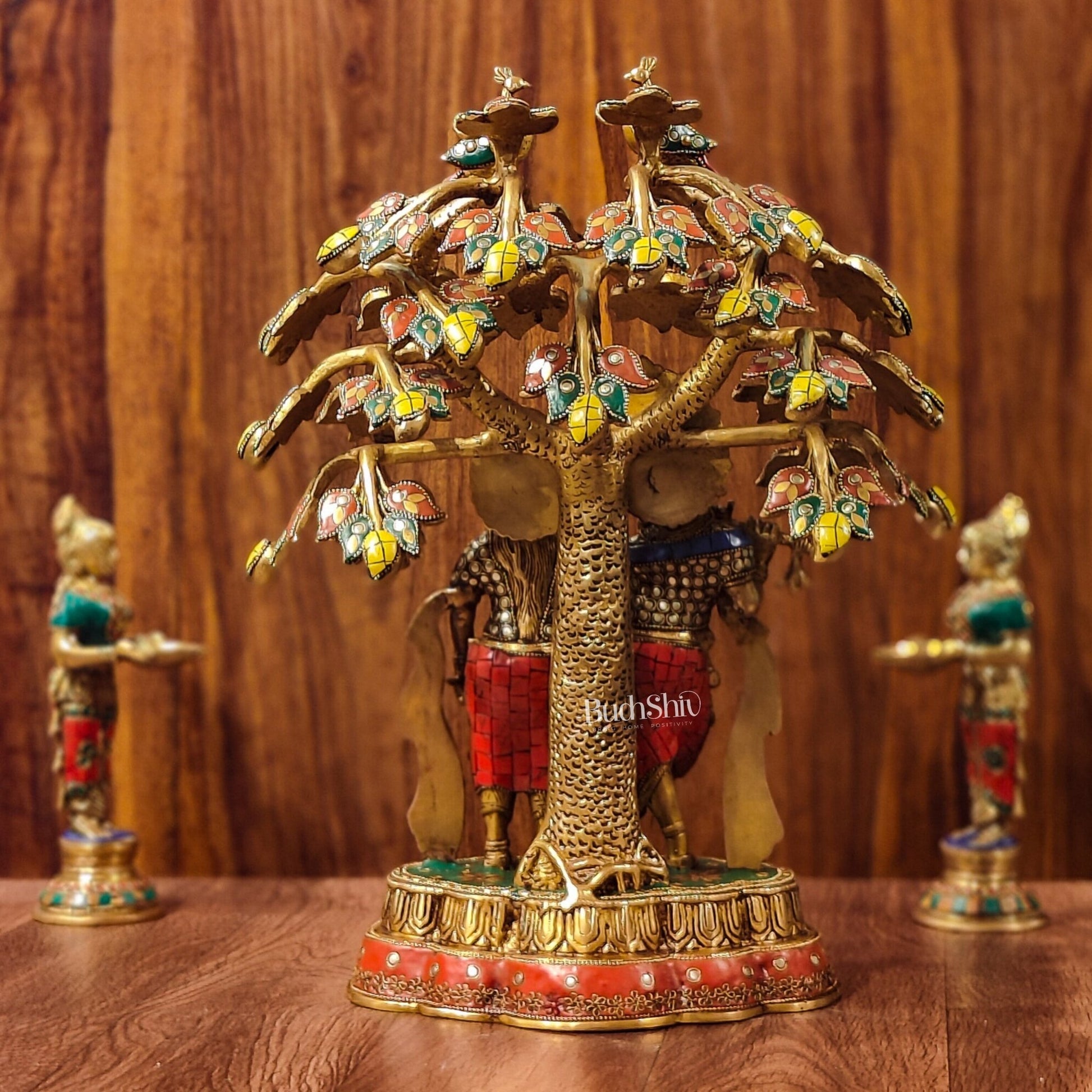 Brass Radha Krishna Under tree Statue 18" - Budhshiv.com