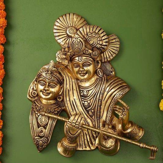 Brass Radha Krishna Wall hanging 13 inch - Budhshiv.com