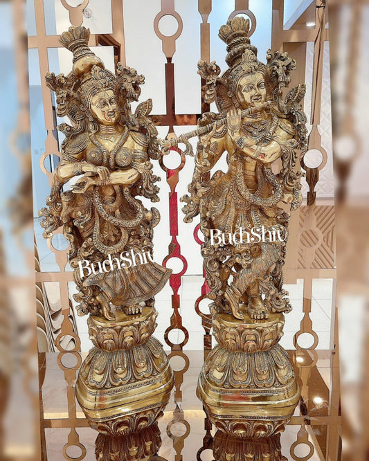 Brass Radhakrishna Idol 30 inch - Budhshiv.com