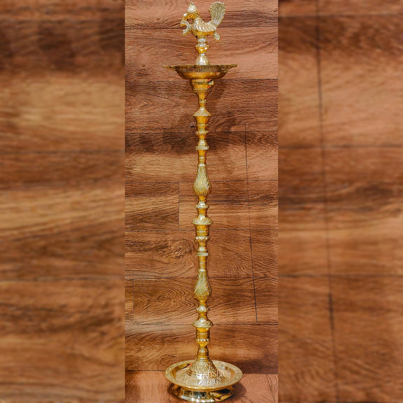 Brass Samai Peacock Inaugration Lamps 4 feet - Budhshiv.com
