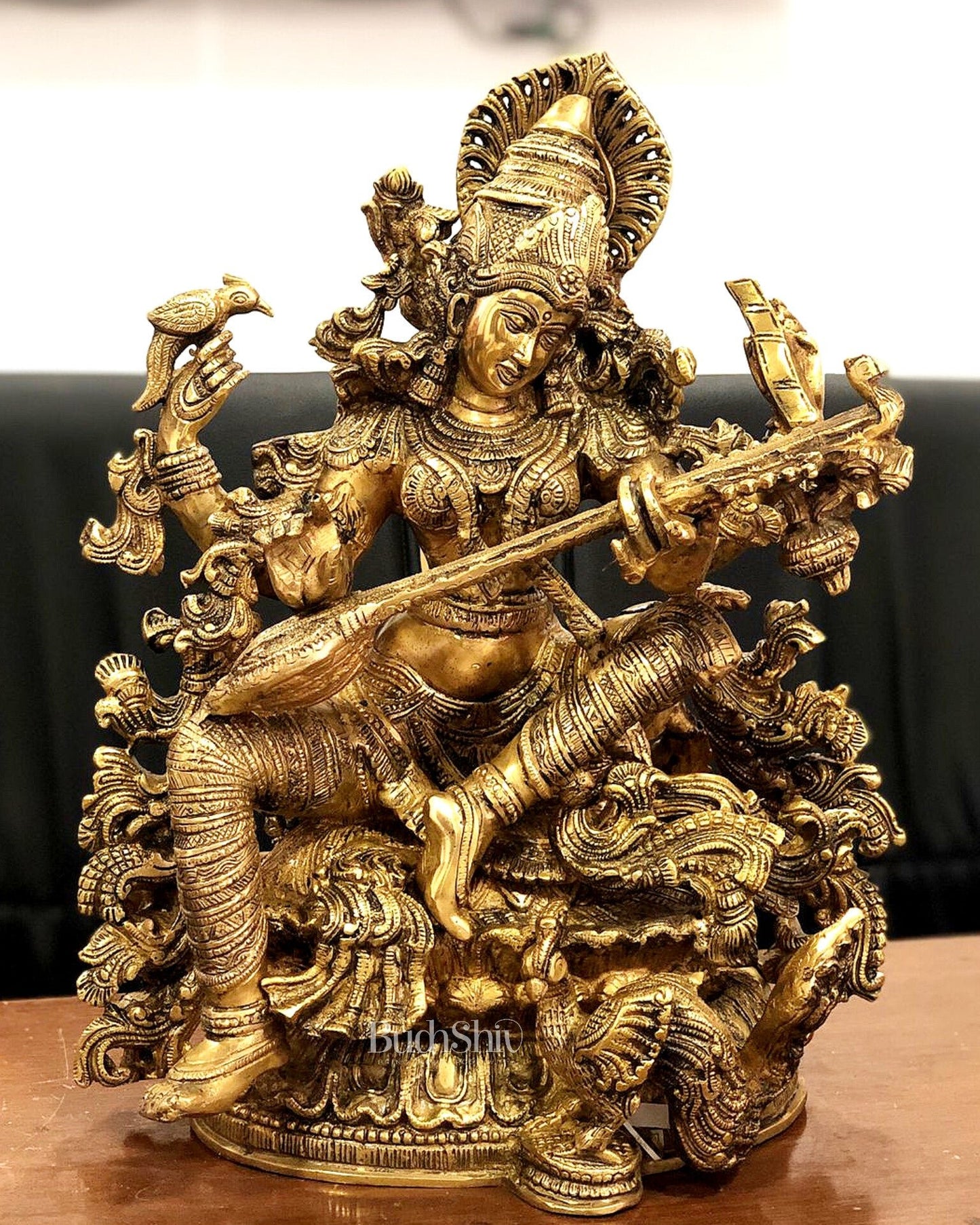 Brass Saraswati ma idol 16 inch - Budhshiv.com