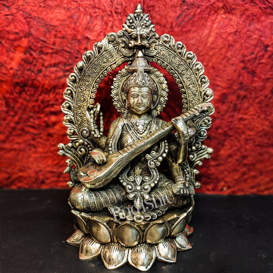Brass Saraswati Statue 15" - Budhshiv.com